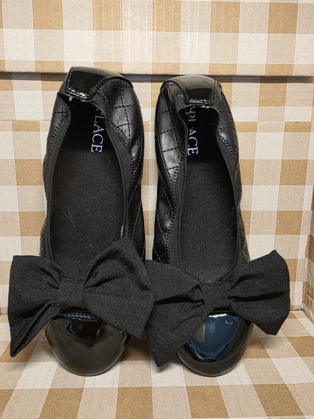 The Children's Place Black Quilted Ballet Flats with Bow Accent